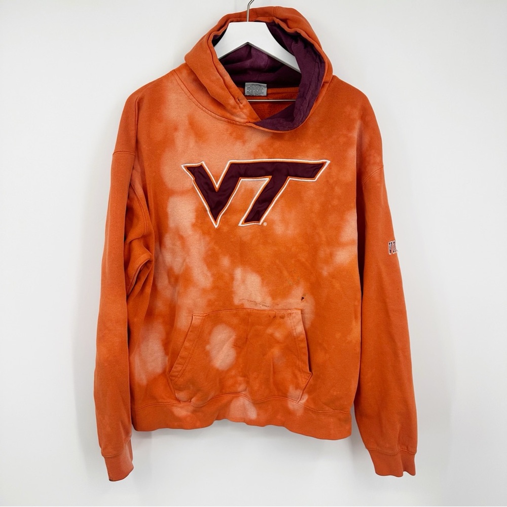 Virginia Tech Hokies Custom Distressed Bleached Hoodie Size XL Upcycled Sports